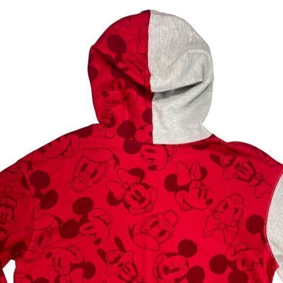 Disney Mickey and Friends Hoodie Womens Size XXL Red Grey Pouch Pocket Pullover - Picture 7 of 13